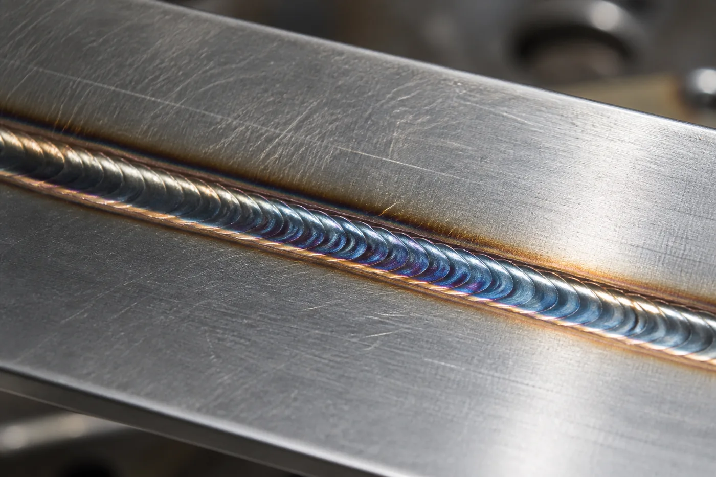 Clean TIG weld bead on stainless steel